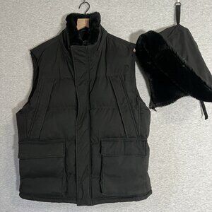 Jordan Craig Yukon Puffer Vest Mens Extra Large Black Faux Fur Lined‎ Hood Gorp